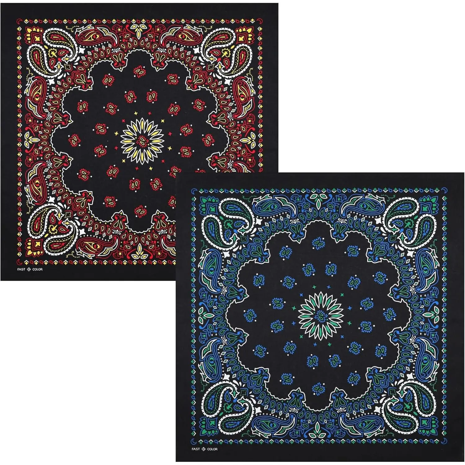 100% Cotton Bandanas for Men and Women,New Paisley Pattern Bandana ,22 x 22 Inches Bandana Pack
