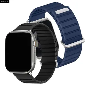 URVOI Band for Apple Watch Ultra 3 2 Series 11 10 9 8 7 6 5 SE groove design breathable Magnetic silicone loop armoured strap