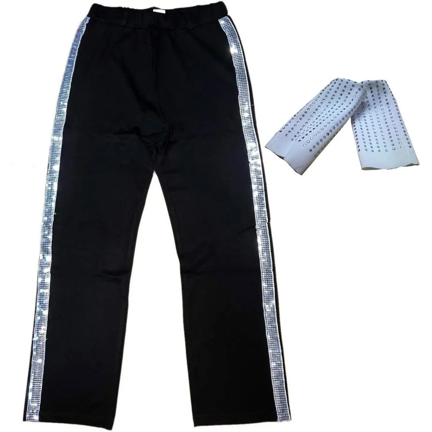 Unisex Cotton Dance Pants with Elastic Waist, Anti-Wrinkle, Square Sequins for Jazz, Latin, Salsa, Hip Hop Performances, Dancing