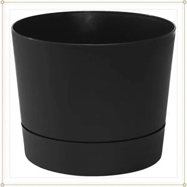 Mid-Century Modern Low Profile Cylinder Planter Pot, Matte Black, 6.5 InchGift
