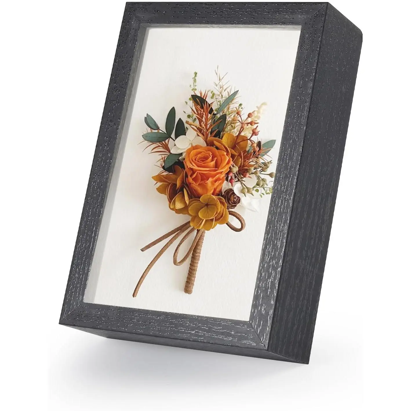 4x6 Small Shadow Box Frame Display Case with Real Glass for Memorabilia,Wedding Memories,Pins,Awards,Crafts,Tickets and Photos(Black,)