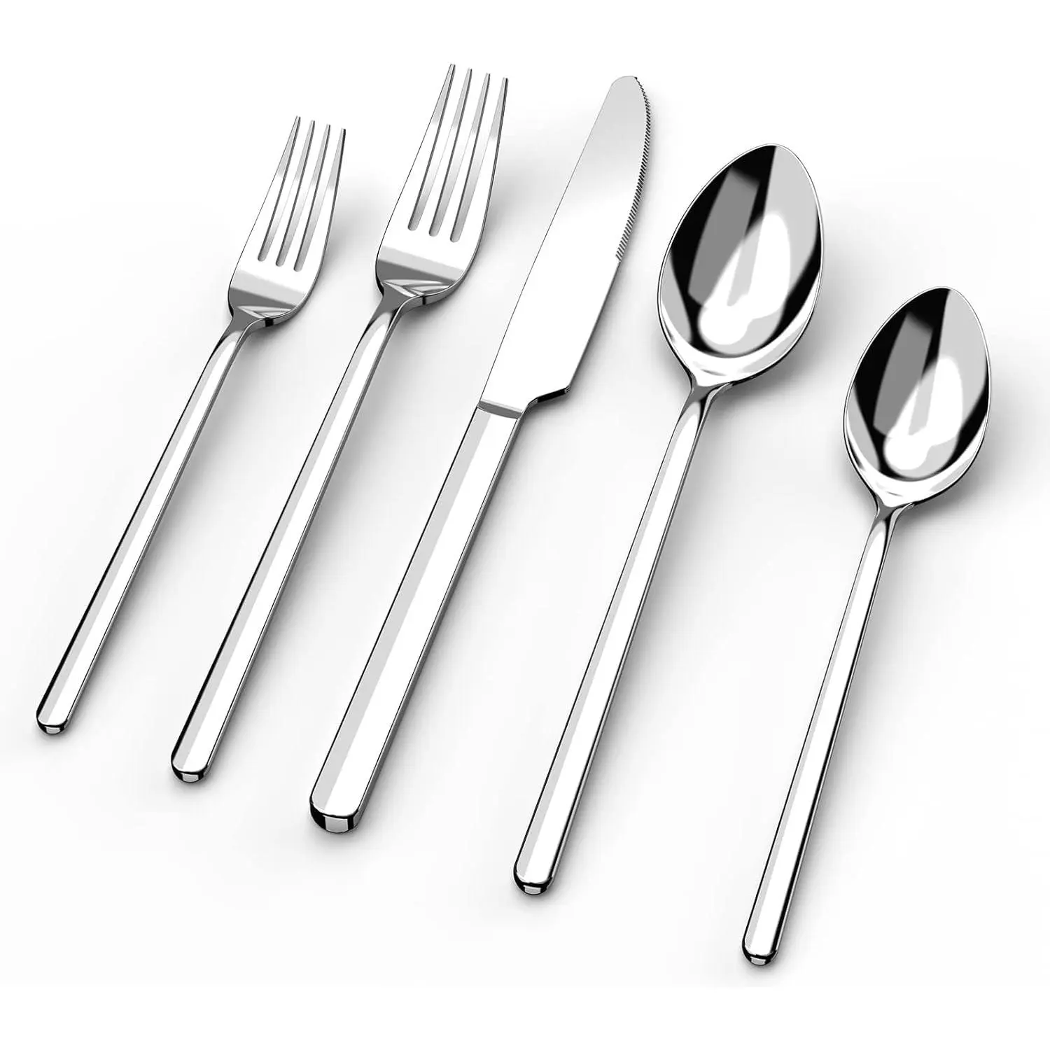 Silverware Set, 5 count Flatware Cutlery Set for 1, 18/10 Stainless Steel Silverware Mirror Polished Dishwasher Safe for , Restaurant, Wedding, Party(, 5 count for 1)