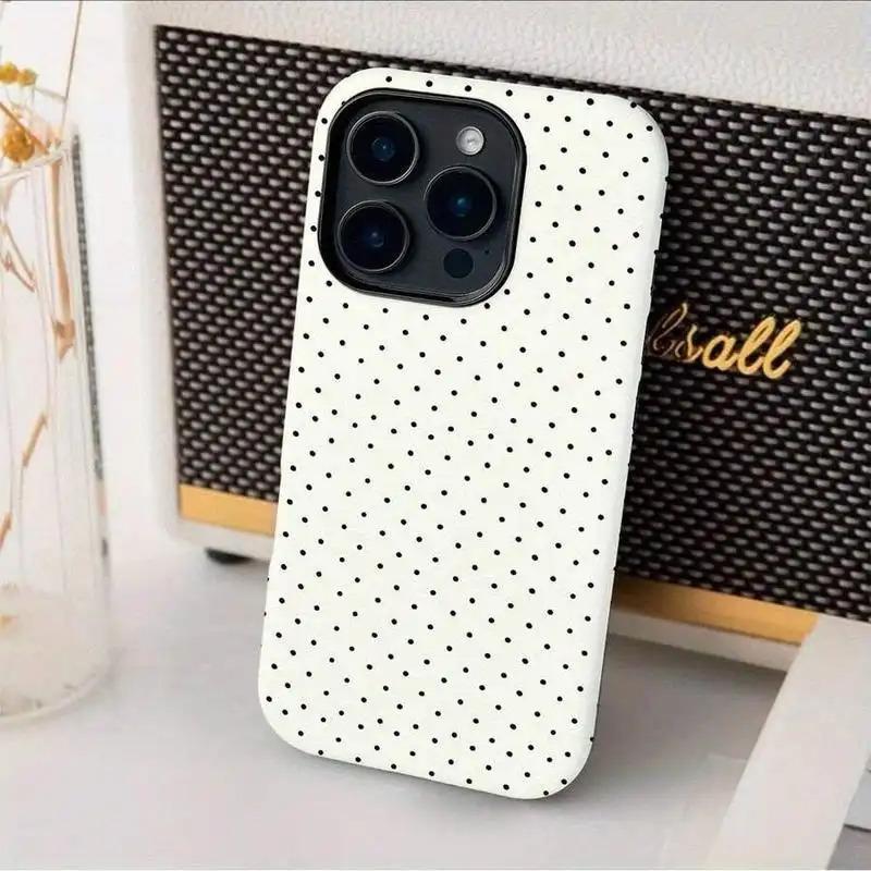 Polka Dot Pattern Beautiful Fashion Two-In-One Membrane Shell - Sturdy Double Protective Shell, Matte Feel All-Inclusive Mobile Phone Case Durable, Shock Absorption and Fashion, Suitable for IPhone 16, 17 Pro, Max, Perfect Birthday