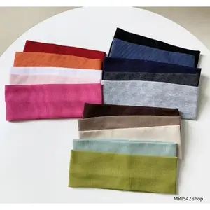 Ribbed Headbands for Women Multi Pack Solid Color Cotton Elastic Hair Bands Wide Turban Headwrap Sweatband Sports Yoga Running Workout