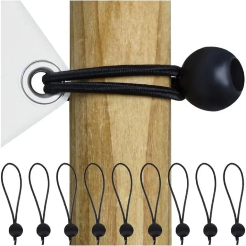 10 pieces/set elastic lacing with plastic balls, high-strength and high-elasticity lacing, used for securing and fastening tents, camping tents, awnings, canvas, cargo, projectors, etc