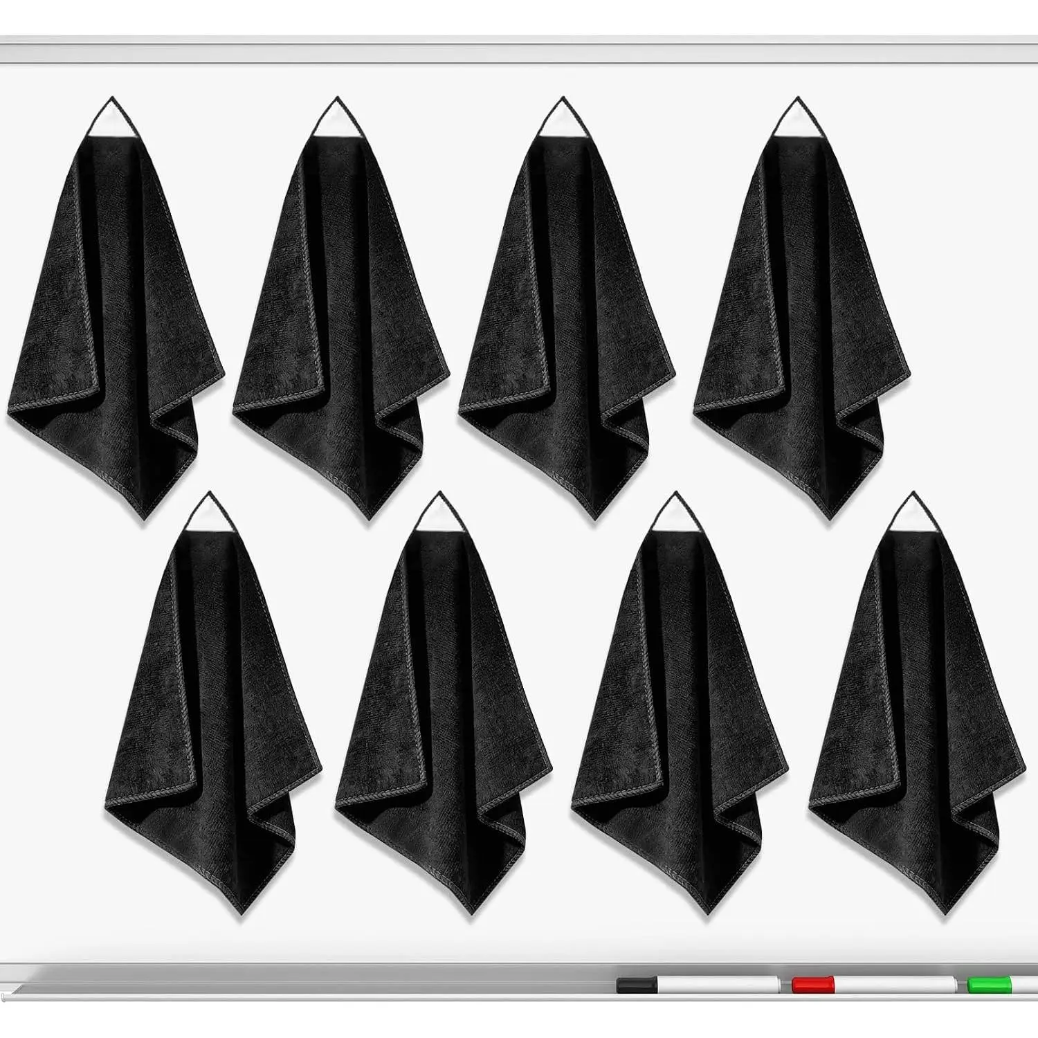 8 Pack Magnetic Microfiber Cleaning Cloth Dry Erasers Cleaner for Whiteboards,Reusable Microfiber Cloth Eraser for White Boards,Glassboards,Home,Office,School,Black,12 x 12 inch
