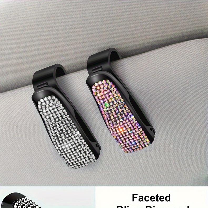 1pc Sparkling Rhinestone - Car Sun Visor Clip - Multifunctional Fashion Glasses Holder for Vehicle Interior Accessories