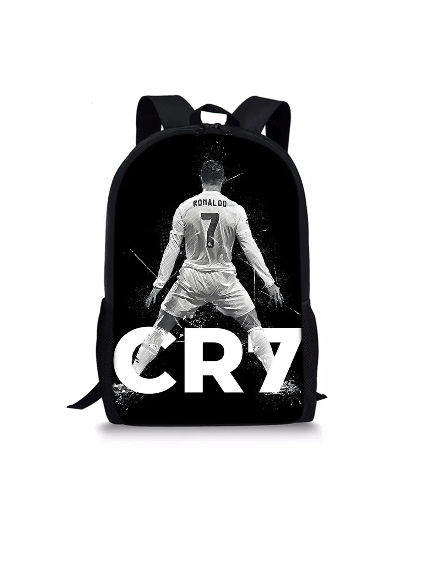 17-inch single-layer backpack with 2D printed football patterns, 44 cm in height. Large-capacity waterproof backpack, versatile wear-resistant rucksack for outdoor trips and sports