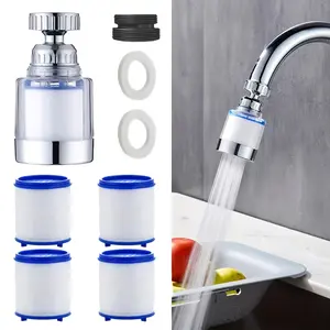 1pc Faucet Equipped with 4pcs Replaceable Filter Cartridges, Splash-Resistant Faucet Spout with a Filter, Rotary Water Filter Extension for Faucets, Water Purification System for Kitchen And Bathroom