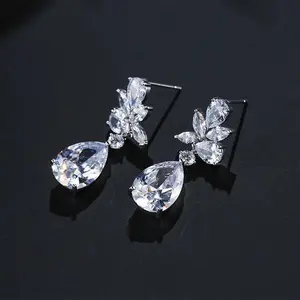 Luxury Full Moissanite Drop Earrings For Women Pure S925 Silver High Quality Sparkling Waterdrop Bridal Wedding Jewelry