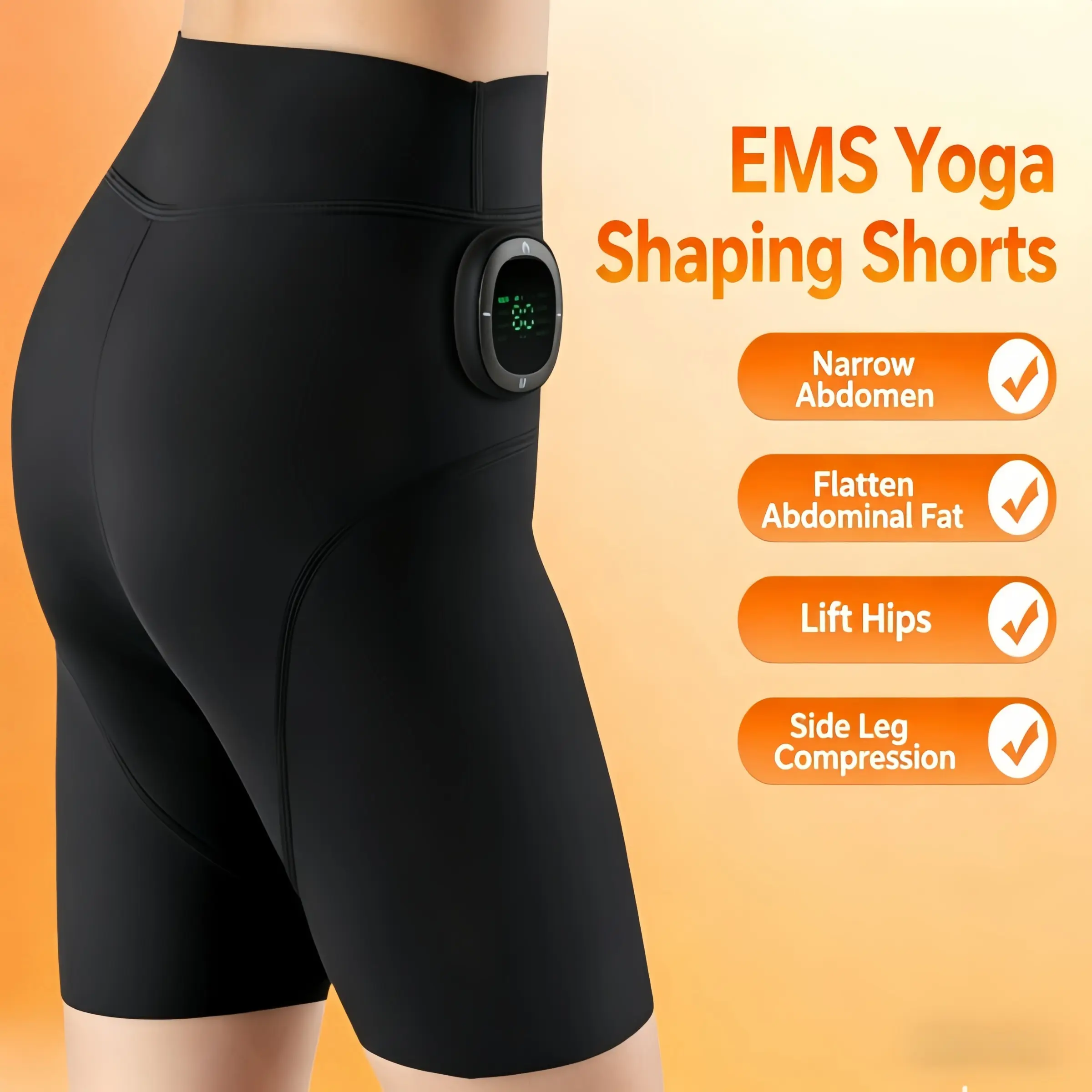 EMS Smart Massage Yoga Pants, 8 modes, 30 intensity levels, 3 temperature heat settings, multi-area massage, machine washable, available in M/L sizes. Perfect gift for women for massage, hip lift, and shaping.