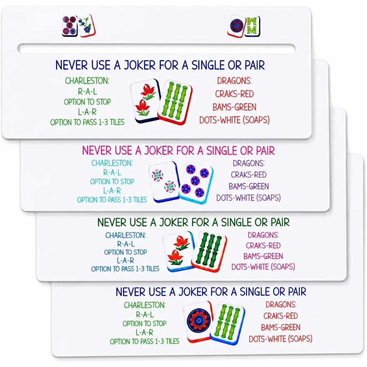 American Mahjong Line Finder Guiding Tools - 4-Pack Military-Grade Flexible PVC Card Markers, Beginner-Friendly Rule Reader Visual Aid for ADHD/Dyslexia Players, Ideal for Road Trips, Club Meetings, Adkoat Unisex Use