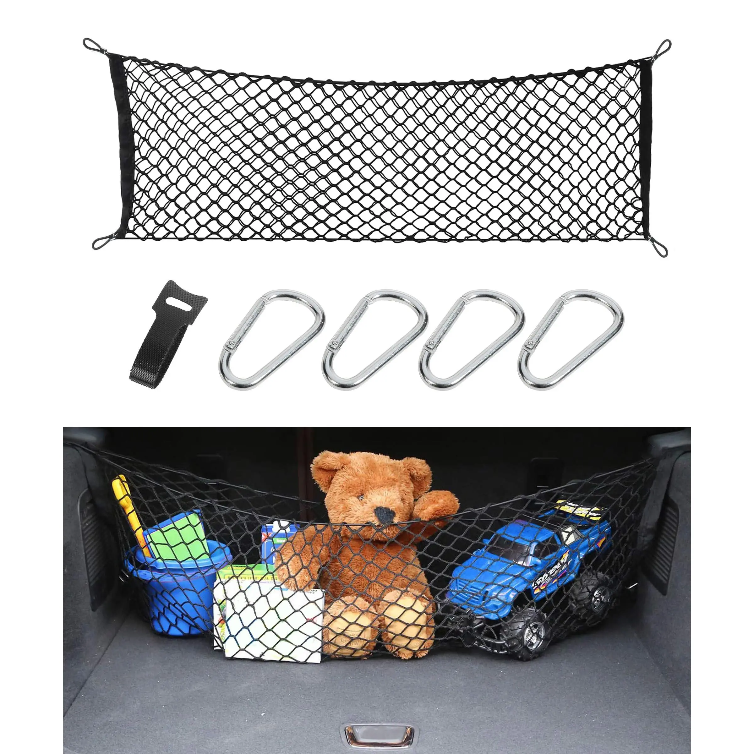 Elastic Cargo Net - Simple Truck Bed Cargo Mesh Organizer, Truck & Boat Use Furniture Camping Gear Compact Storage Stretchable