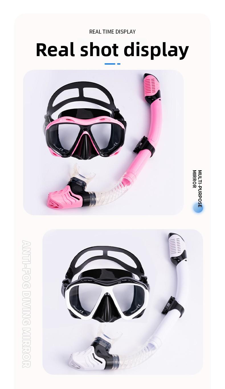 Snorkeling Equipment Diving Mask Snorkel Set Fully Dry Snorkel Tempered Glass Liquid Silicone Adult Suit White Black Red Tip