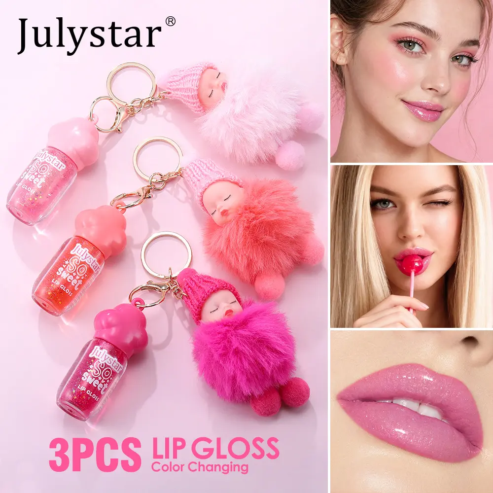Hydrating Lip Gloss Set, Long-Lasting Moisturizing Formula, Glossy Shimmer Finish, Non-Fading Color, Three-Piece Pack, Perfect for Daily Use