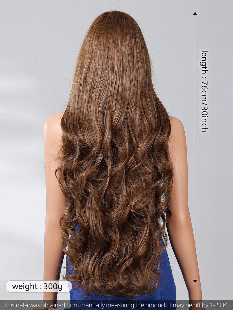 30 Inch Long Curly Wigs for Women, Gorgeous Fluffy Wigs with Bangs, Synthetic Full Machine Wigs for Party, Daily Use, Synthetic Fiber Wigs
