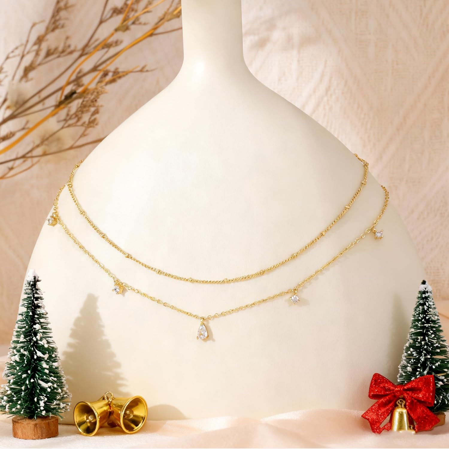 Layered Necklaces For Women,Dainty Gold Plated Necklace Stack Prom Layering Necklaces For Women Trendy Chain Cross Choker Necklace Set Fashion Accessories