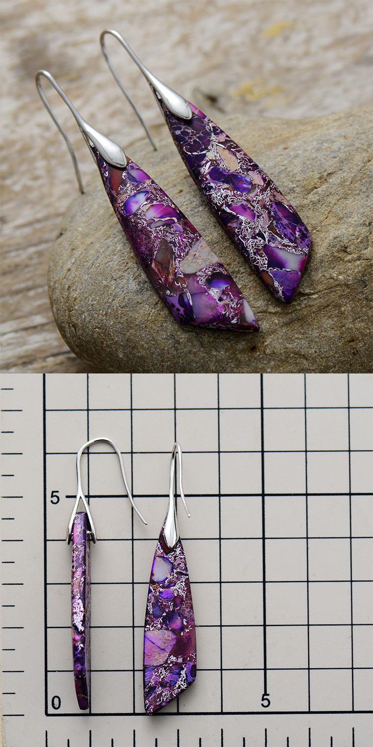 Bohemian Emperor Stone Geometric Pendant Earrings Natural Stone Jewelry