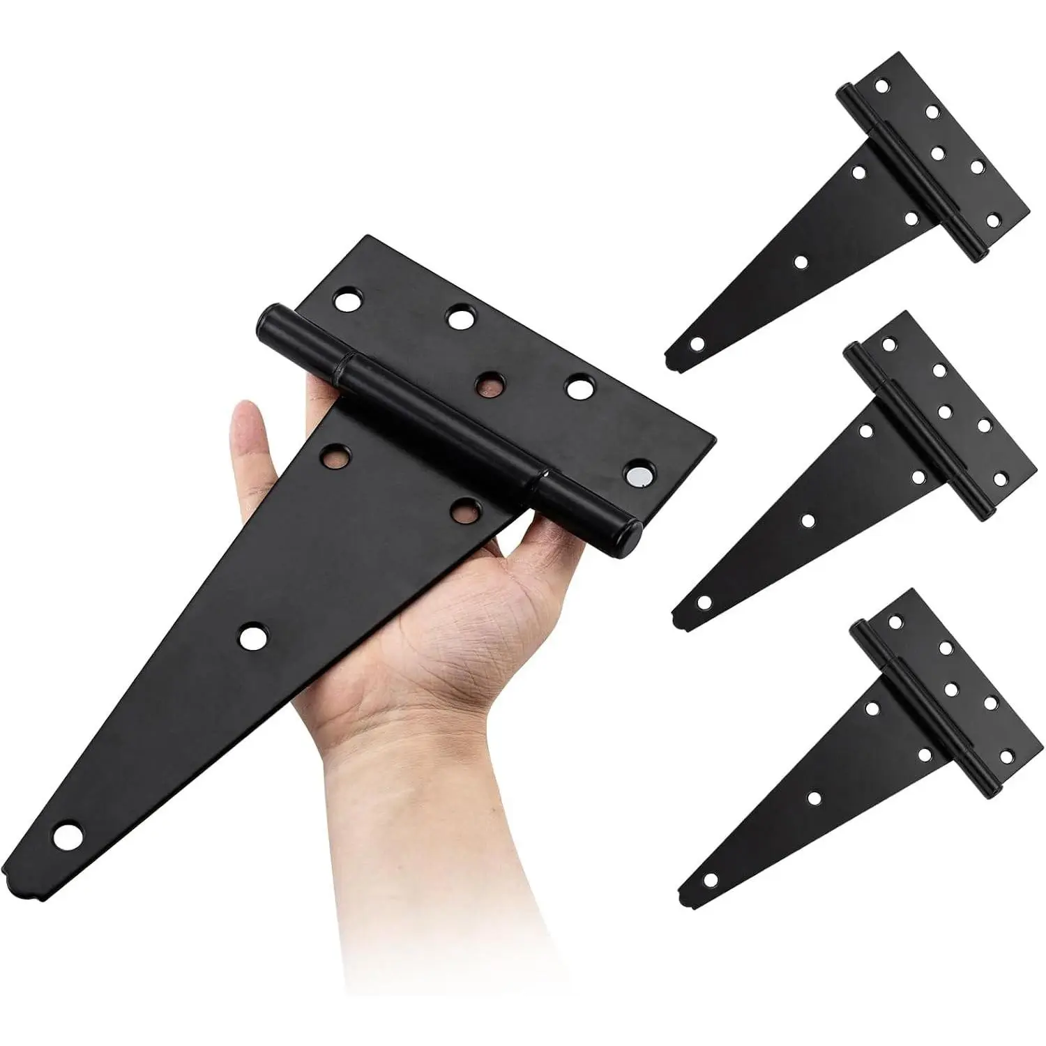 HOME MASTER HARDWARE 10 Inch Heavy Duty Gate Hinges 4 Pack Black with Screws for Wooden Fences Shed Doors Outdoor Barns