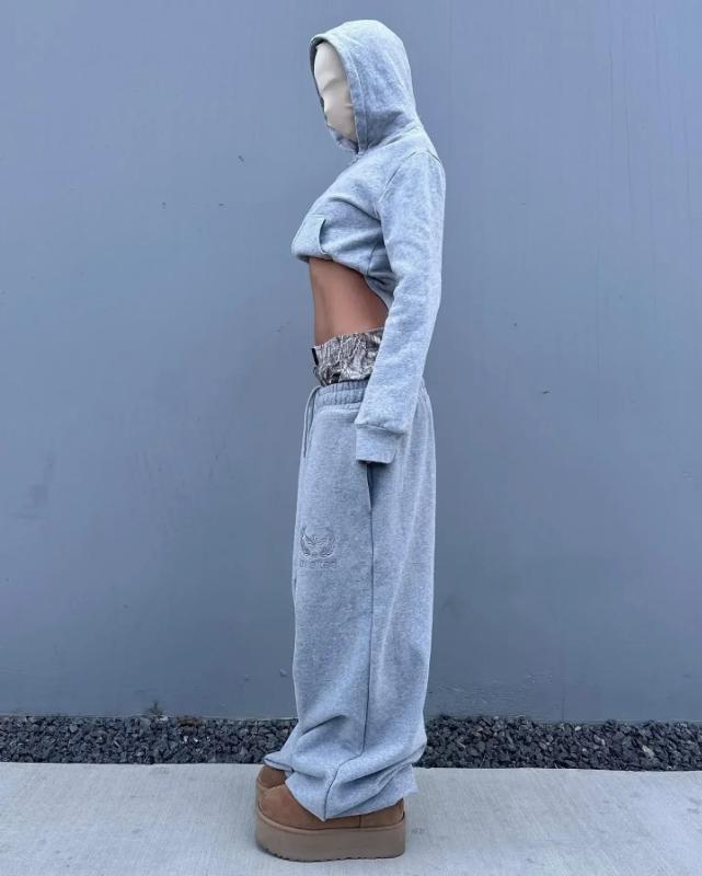 NewY2K pants vintage Harajuku double Embroidered waist Sweatpants Men Wome Hip Hop Casual High waisted Wide Leg Pants Streetwear Menswear Trouser