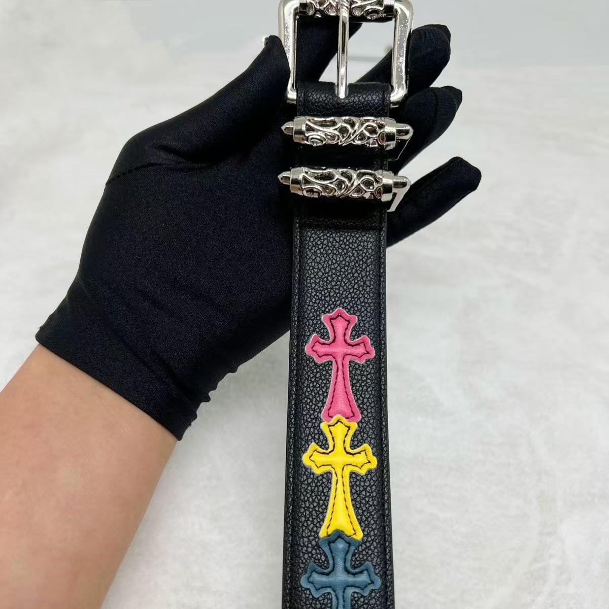 Punk Ste Cross PU Leather Belt| Lychee Pattern Colorful Design Unisex| Daily Outing Party Outfit Essential| Vine Roller Buckle Unique Trendy Punk Ste Cross PU Leather Belt| Lychee Pattern Colorful Design Unisex| Daily Outing Party Outfit Essential| Vine Roller Buckle Unique Trendy