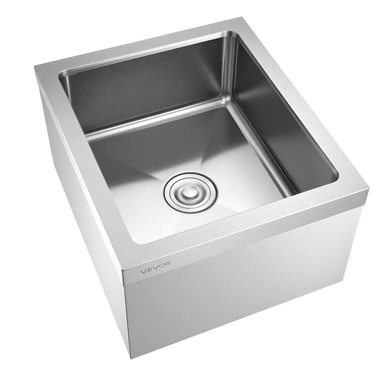 VEVOR 304 Stainless Steel Floor Mop Sink, 22x19x12 in, with 3-in-1 Filter, Wall-Mount Bracket, X-Shaped Groove for Quick Smooth Drainage, for Balcony, Bathroom (DealsForYouDays)