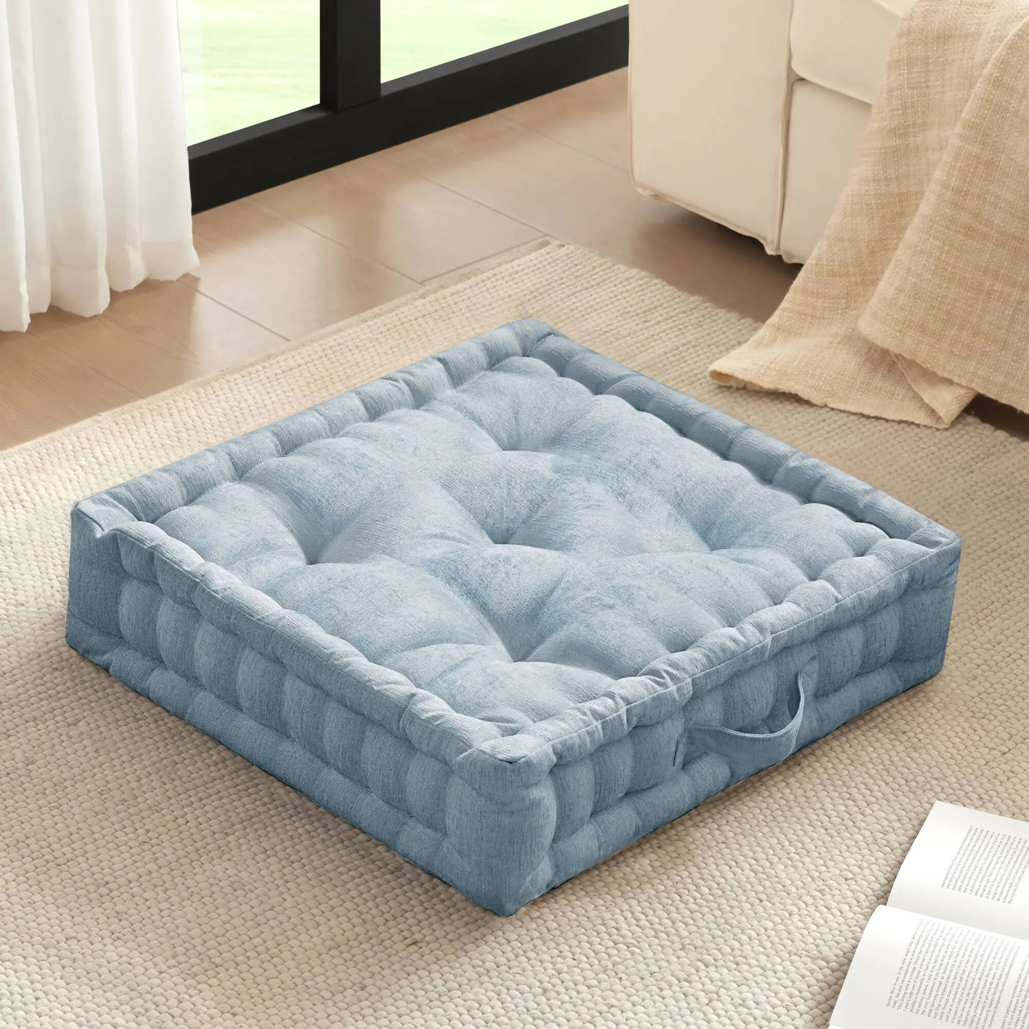 ARCH Poly Chenille Square Floor Pillow Cushion 24x24 Inch Soft Plush Seating Pad for Living Room Bedroom Dorm Reading Meditation Yoga Tatami Decor Extra Large Floor Pouf Ottoman Alternative Multiple Color Options, Home Furniture and Household
