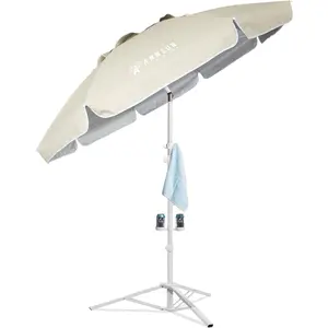 Shade Umbrella, Premium Portable Umbrella with Stand, 6.5ft Lightweight Free Standing Canopy for Sporting Games, Adjustable Instant Sun Protection and Easy to Carry, Beige