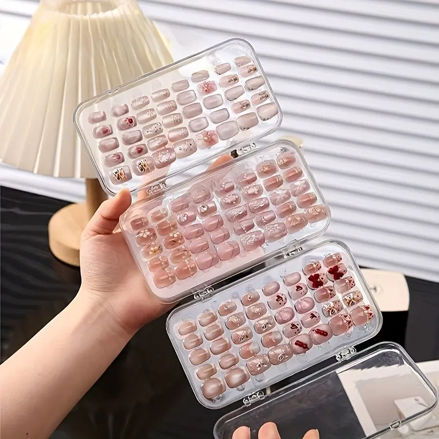 3-Layer Foldable Press On Nail Storage Box, Transparent Jewelry Display Case, Portable Organizer for False Nails & Accessories