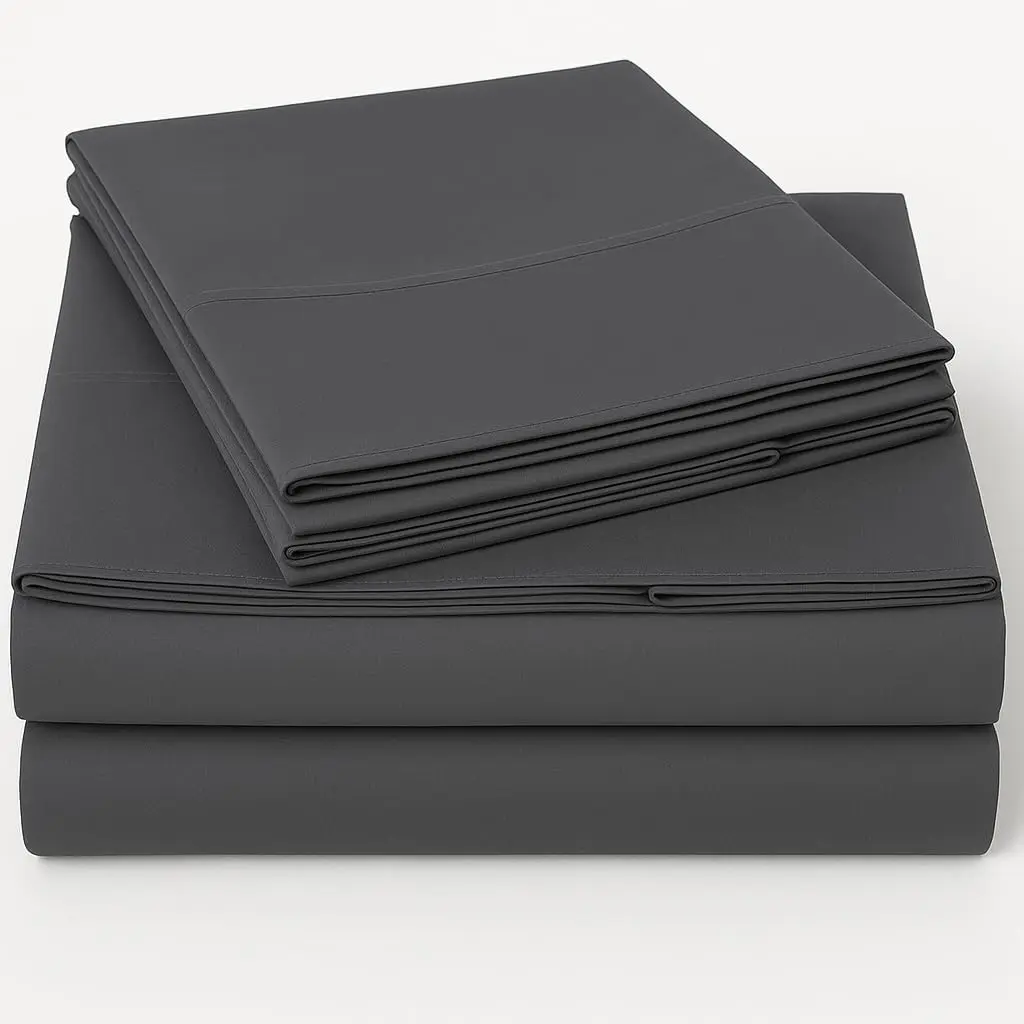 Size 4 Piece Sheets Set Extra Soft 10" Deep Pockets Easy Fit Breathable & Cooling - Comfy Dark Grey Solid 100% Cotton Twin Sheets Bedding Set