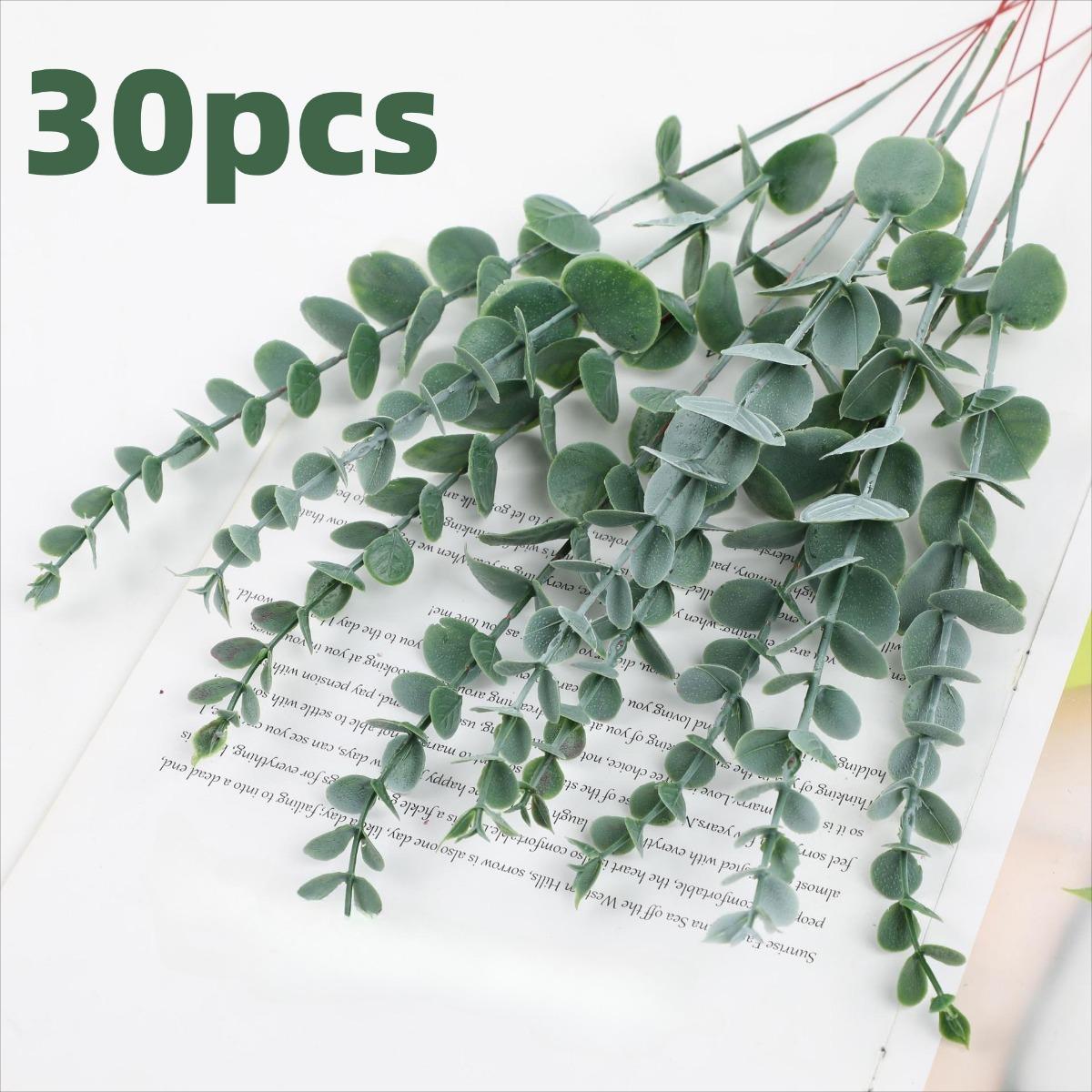 30-Piece Artificial Eucalyptus and Eucalyptus Leaves, Wedding Bouquet, Home Decor, Family Gatherings, Halloween, Thanksgiving, Christmas, Floral Arrangement, Decorative Stems, Christmas Decor ﻿ 1/10/20/30 Pack Artificial Eucalyptus Stems with Realistic Eu