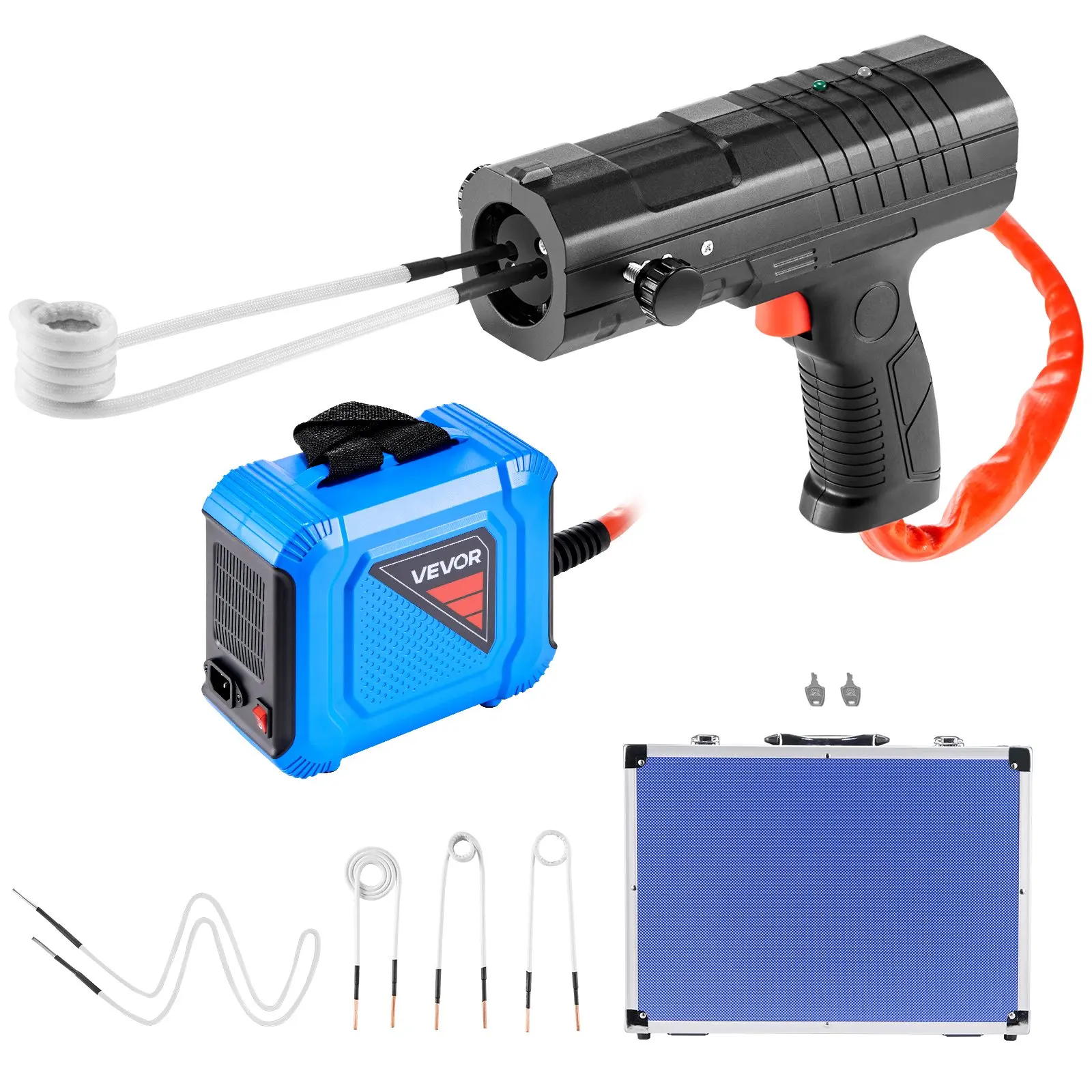VEVOR Handheld Magnetic Induction Heater Kit with Handheld Grip, 1800W 110V 1800w Power Bolt/Nut Removal Tool for Car Mechanics, Boxed Set with 4 Coils