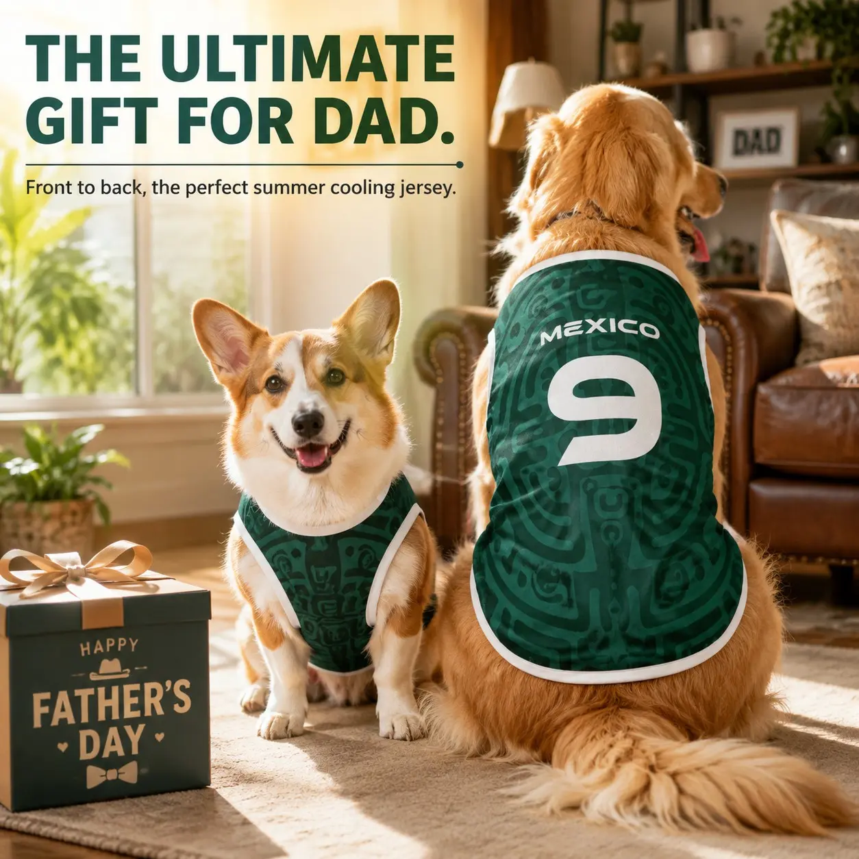 【Father Day】 Summer Cooling Breathable Pet Vest Mexico Soccer Jersey #9 Mesh Dog Clothes Puppy Cat Apparel Clothing Home Holiday Relax