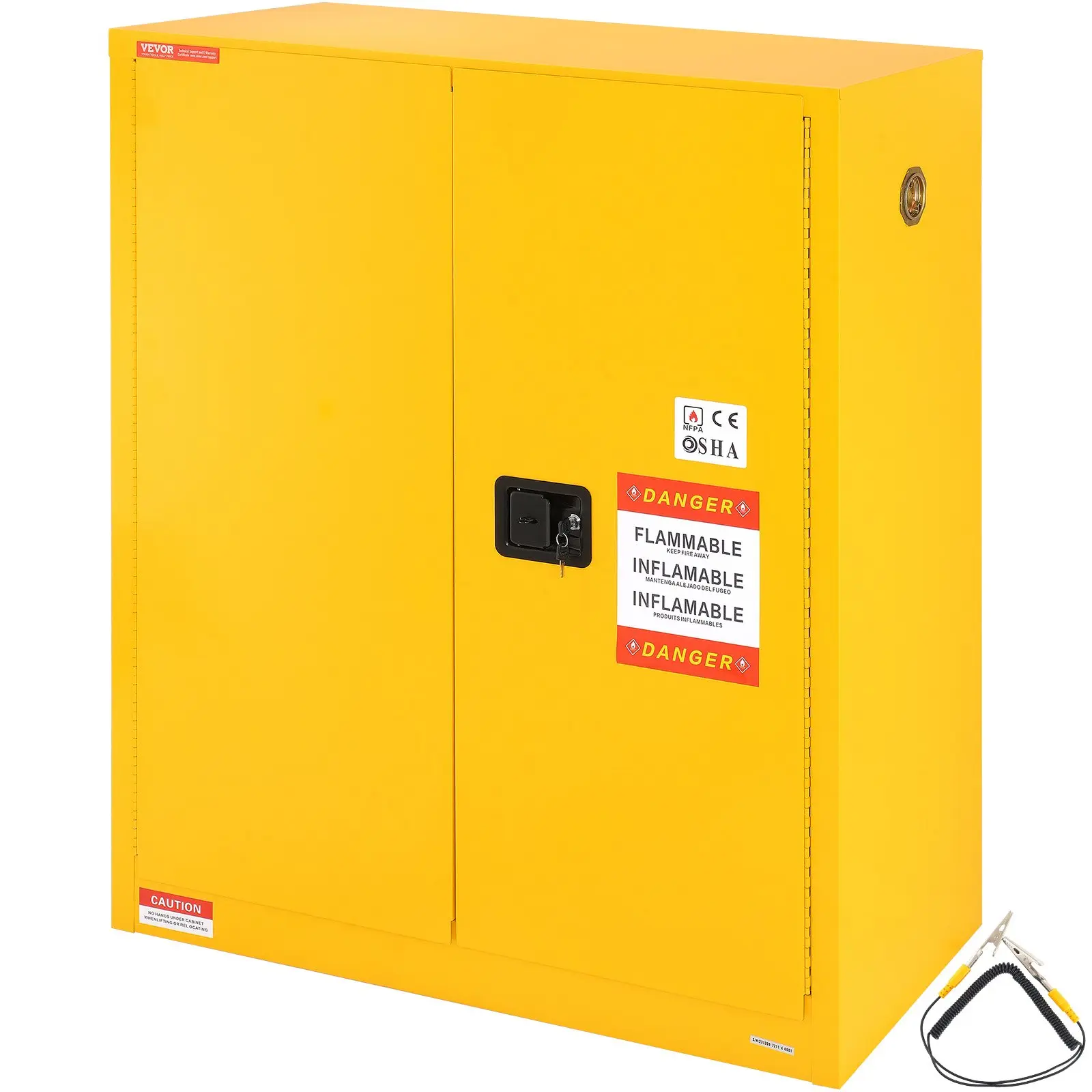 【Summerfinds】VEVOR 34gal Explosion-Proof Flammable Safe Storage Cabinet, Cold-Rolled Steel, 43.1x18.1x50.1in, 1 Adjustable Shelf, 2 Manual Doors, FM-Approved NFPA Code 30 & OSHA Standards, Collecting Tank for Industrial Users, Garage Workspaces