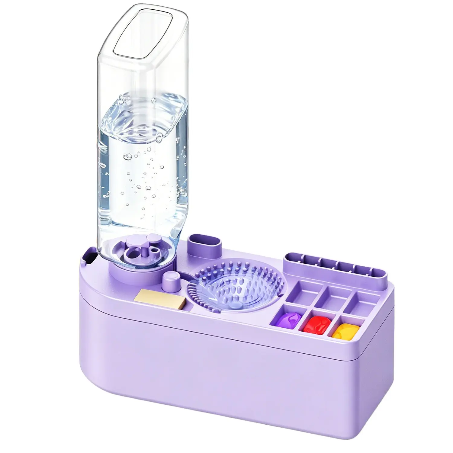 Brush Cleaning Cup, 450ML Large Capacity Watercolor Brush Washer with Palette, 5 Brush Holder Slots, Sponge & Scrubber, Portable Art Tool, Painting Supplies