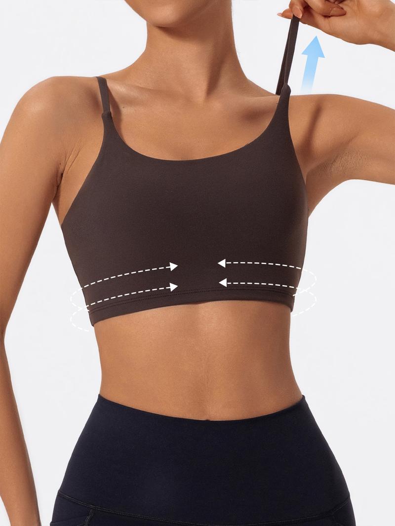 Women's Solid Color  Sports Bra, High Stretch Breathable Comfortable Backless Buckleless Sports Bra, Ladies Sportswear for Indoor Outdoor Wear, Sporty Breathable Bras