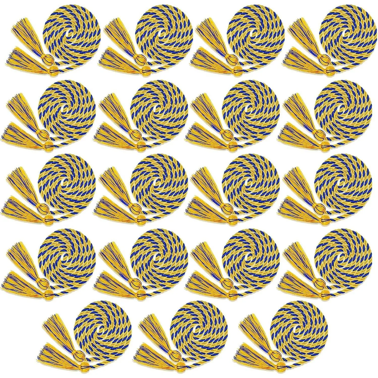 18 Pieces Graduation Cords Bulk 2026 Graduation Polyester Yarn Honor Cords 67 Inch Braided Honor Ropes with Tassels for College Students (Blue and Gold)