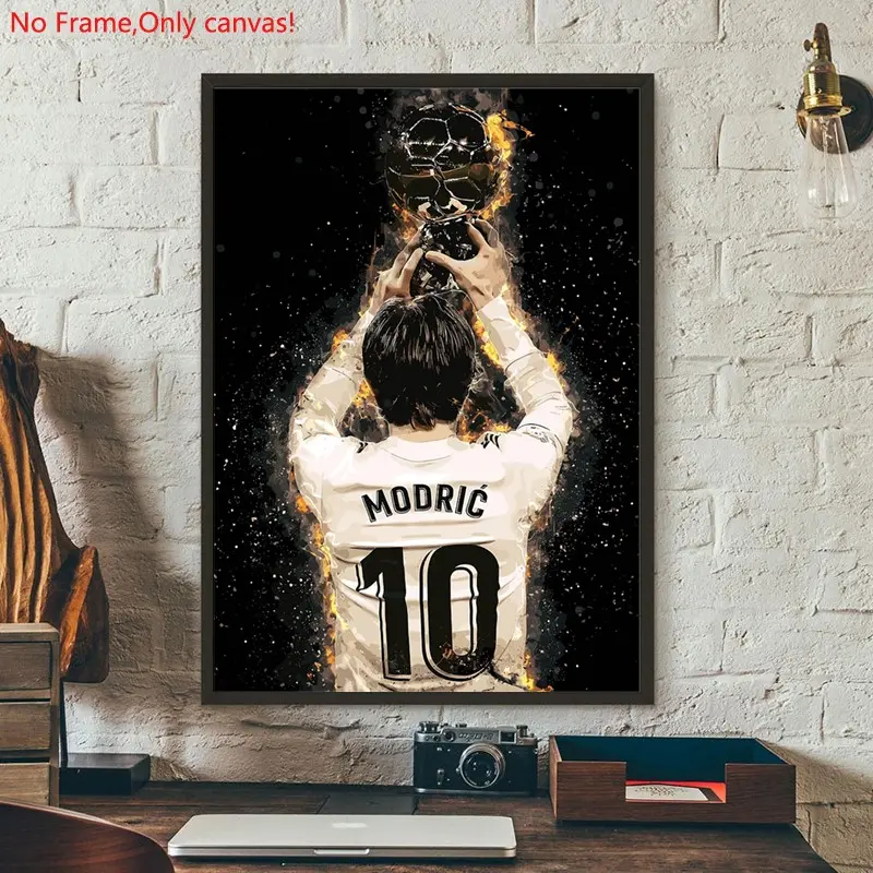 1 piece/set frameless canvas painting print poster, unframed painting, Classic Football player art, Modric Soccer Art, a perfect gift for football loves, ideal gift for bedroom, living room, dorm hallway, kitchen, mural, wall decoration, room decor