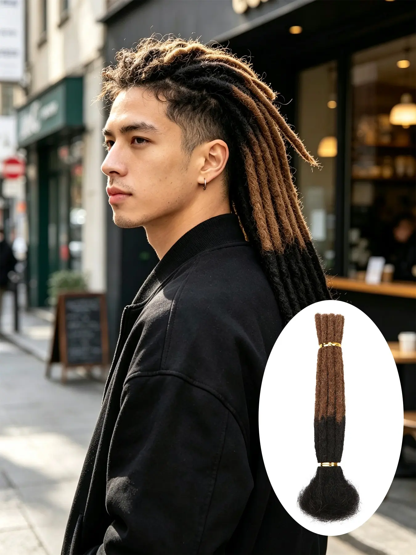 Dreadlock Extensions Human Hair 10 Strands for Man/Women Full Handmade Permanent Loc Extensions Hair Bundles Can Be Dyed Bleached Curled and Twisted