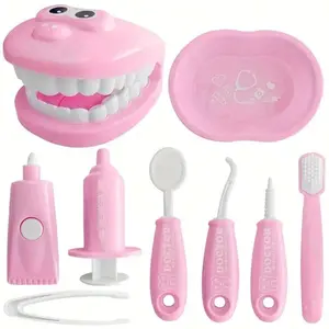 9pcs Plastic Dentist Simulation Game Set, Kids Medical Tools Role Play Toy, Educational Puzzle Pretend Doctor Playset for Toddlers Boys Girls Age 3+