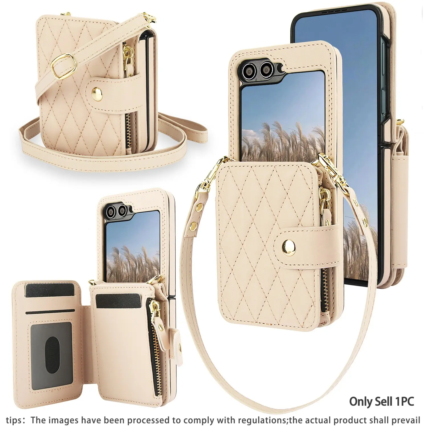 PU Faux Leather Case Suitable For Samsung Suitable For Galaxy Z Flip 7 FE 6 5 4 3 5G With RFID Blocking, Crossbody Wallet Card Slots Stand Phone Bag With Wrist Strap Cover Cellphone Protector Protection Mobile Phone Casing