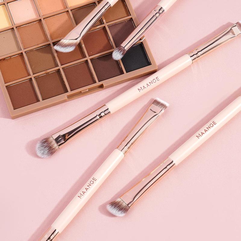 MAANGE 5pcs Professional Dual-Ended Eye Makeup Brush Set, Makeup Brush Kit,Eyeshadow Brush Eyeliner Brush Eyebrow Brush Detail Brush,Precision Cosmetic Brushes for Flawless Eye Makeup,Perfect for Beginners and Professionals,At Home Or On-The-Go