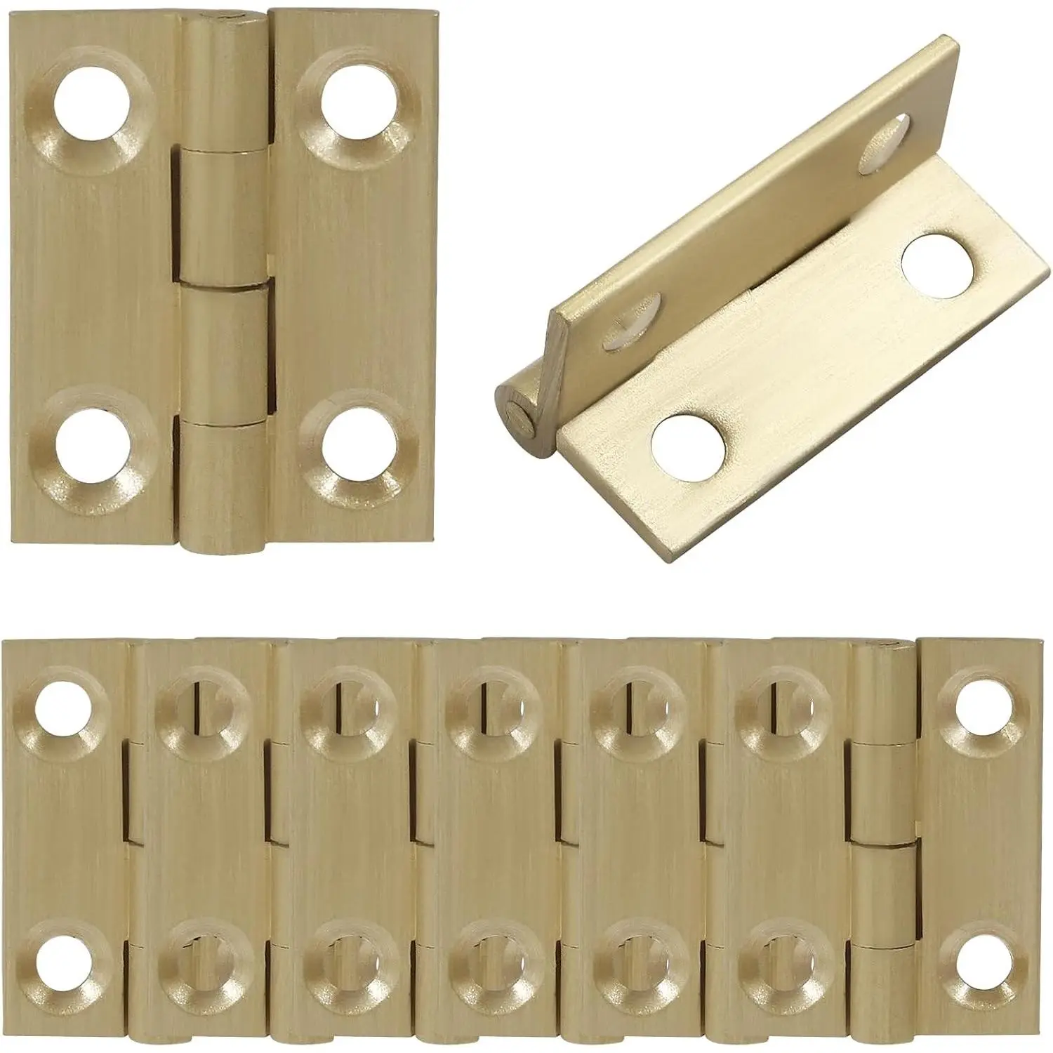 1 Inch Mini Solid Brass Hinges, 8 Pack