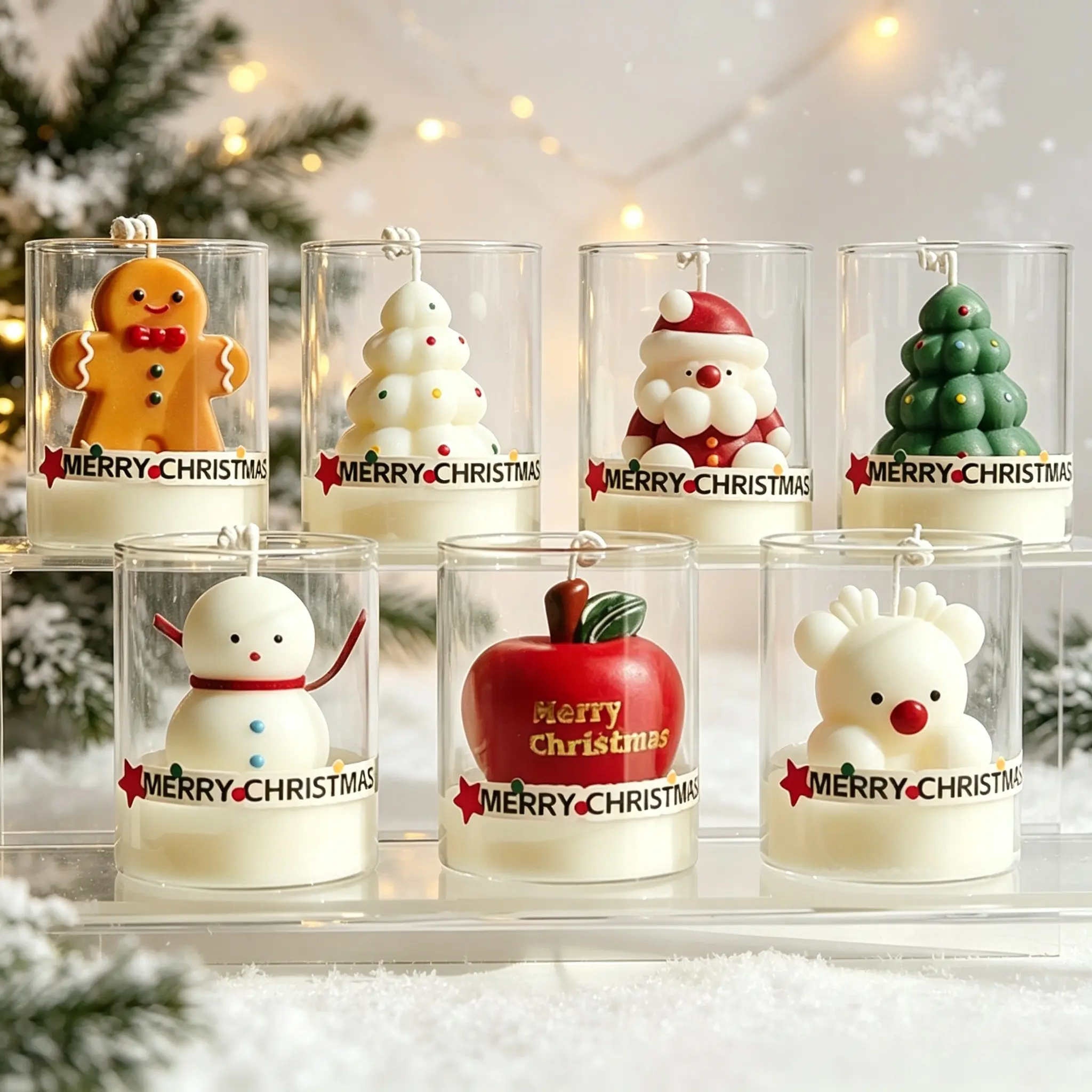 Santa Claus Glass Cup Candle, Scented Wax Candle, Christmas Tree, Festival Creative, Romantic Dinner Atmosphere, Wedding Decor, Gift Idea