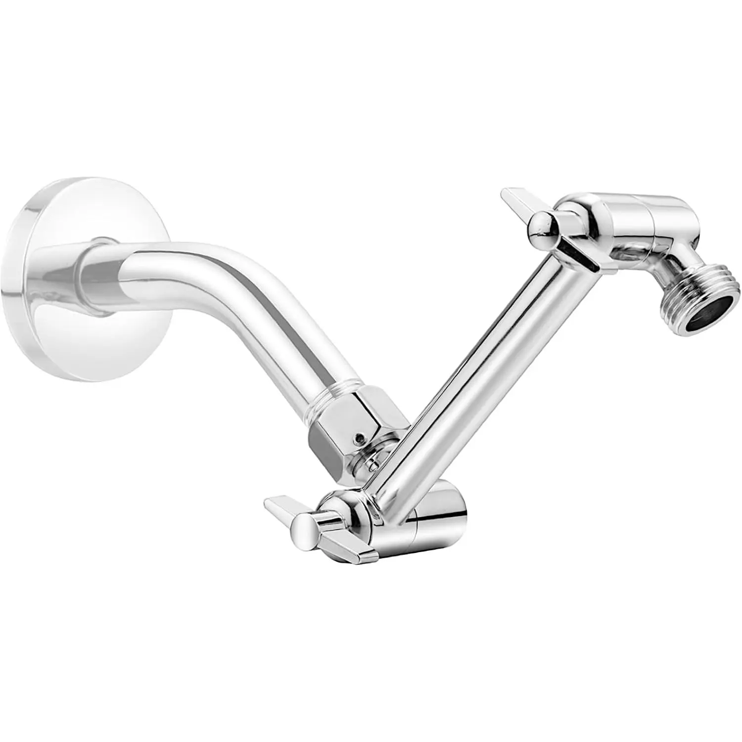 5 Inch Adjustable Shower Head Extension Arm, With Locking Set Screw, 304 Stainless Steel Chrome Angle Height Adjustable, Easy Install, G1/2 Universal Connector Compatible (Chrome Finish)