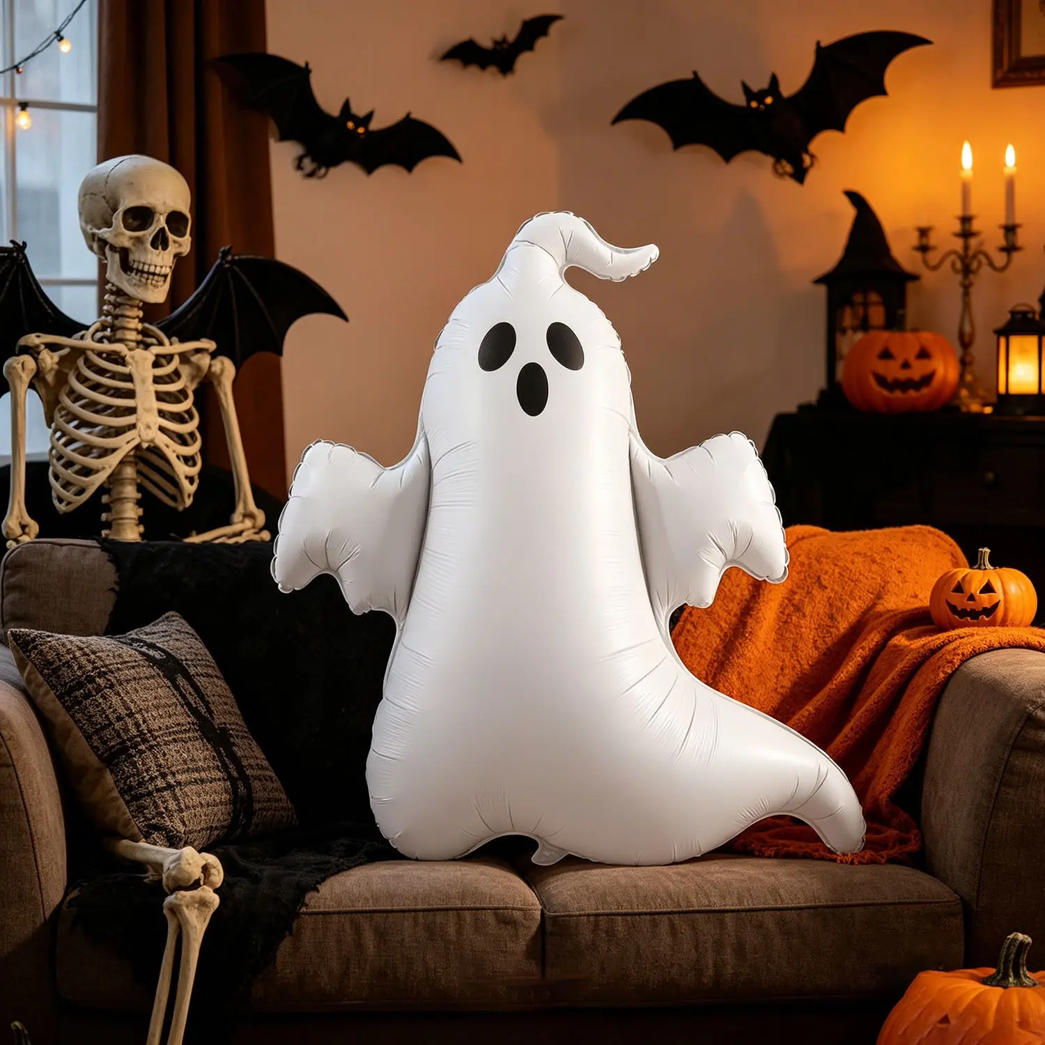 1.4m Matte Ghost Balloon, Perfect for Halloween Parties, Birthday Decorations, Window Displays, Instagram Halloween Setup, Party Photo Props