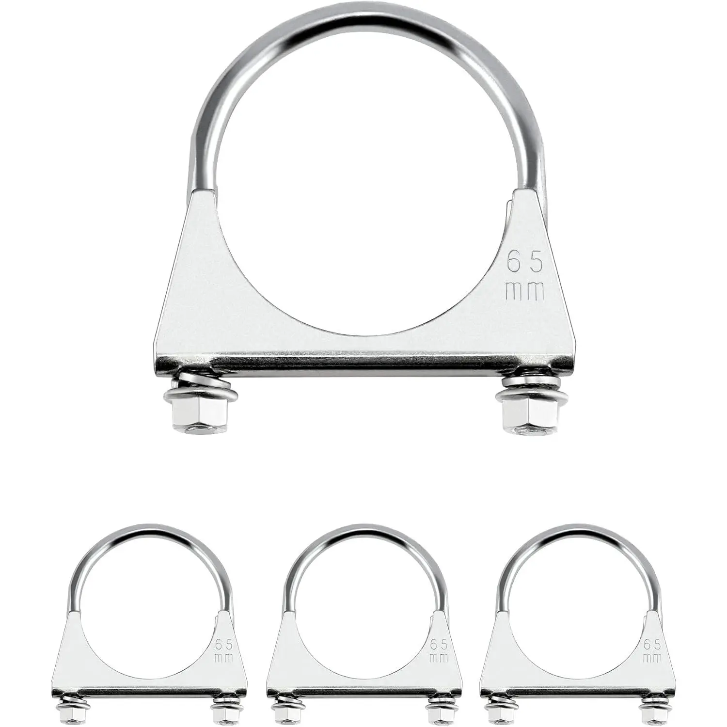 Zinc-Plated Carbon Steel U-Bolt Clamp 2.5" – 4 Pack Fits 2.5" OD Pipes for Exhaust, Muffler & Gate Connection Heavy Duty