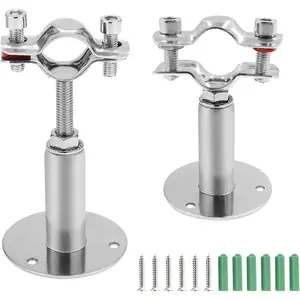 2 Pcs Stainless Steel Adjustable Pipe Bracket Clamp, Wall & Ceiling Mount Pipe Support Straps, Fit for 1/2 Inch (19mm) Dia. Pipe Tube