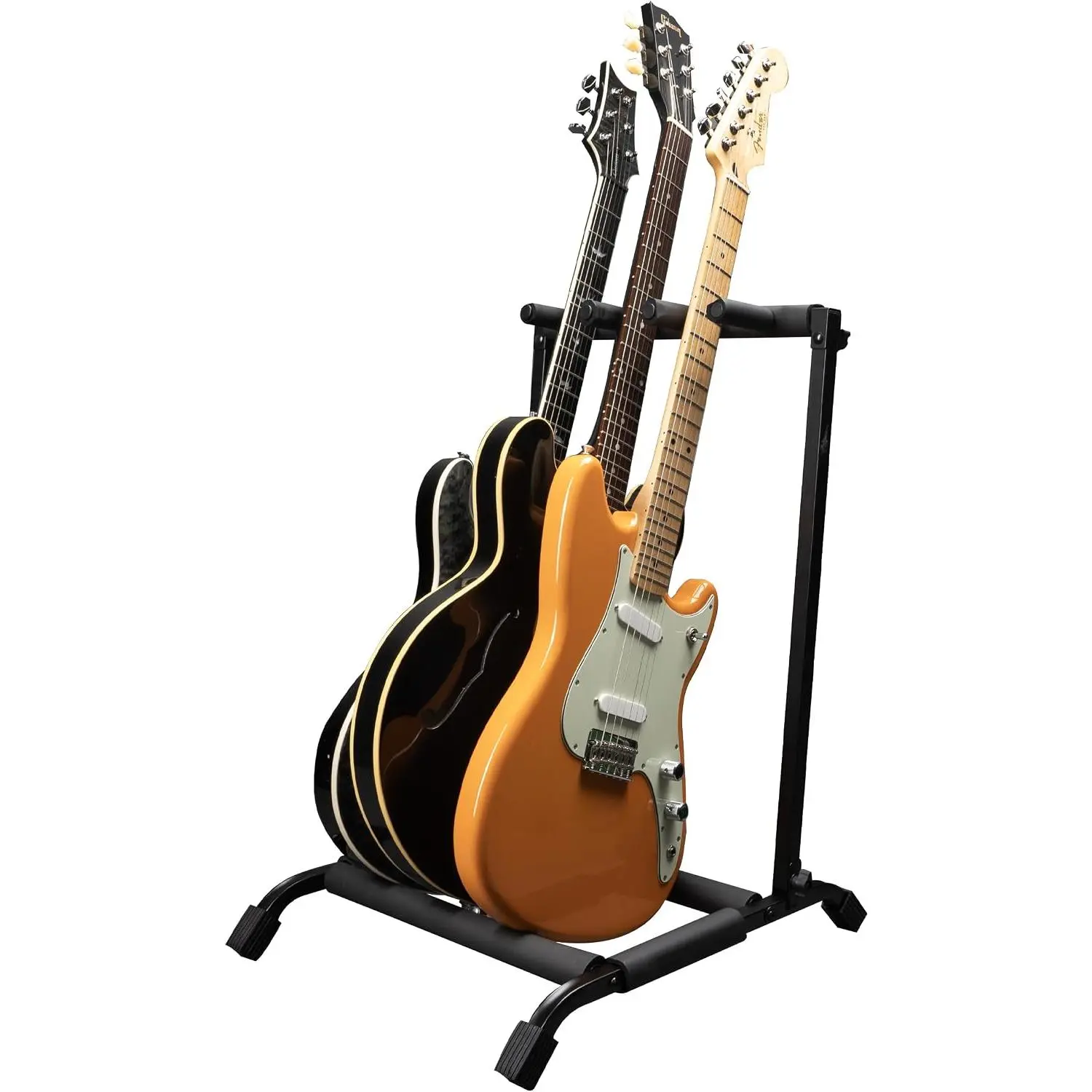 Rok-It Folding 3 Guitar Rack Stand (RI-GTR-RACK3) | Fits up to 3 Acoustic, Electric, or Bass Guitars with padded supports and a folding rack that travels and stores easily.