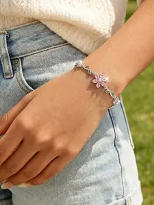 Cherry Blossom Zircon Vine Bracelet, Soft Fairy Style, Adjustable Extender Chain, Essential for Students and Office Women